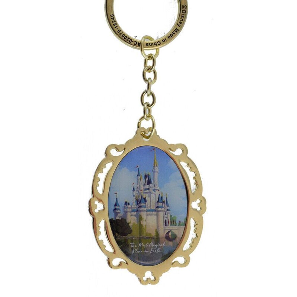 Disney Parks Magic Kingdom Fireworks Cinderella Castle Keychain 2 Sided NWT